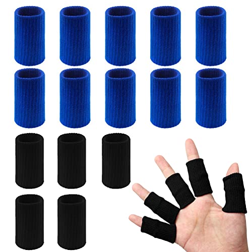 20 Pcs Elastic Sport Finger Sleeves Protectors - Blue & Black