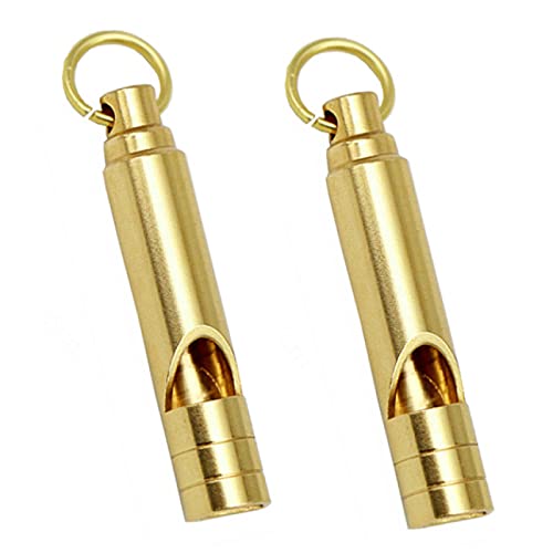 2-Piece Brass Emergency Survival Whistle - Loud Keychain Safety Signal