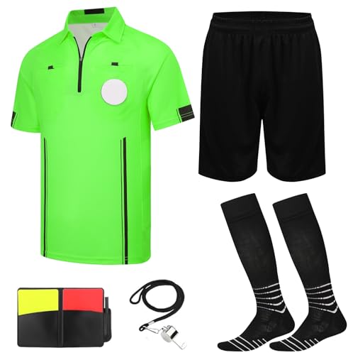 Soccer Referee Kit - Pro Jersey, Shorts, Socks & Whistle - Green, X-Large