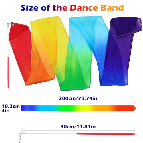 Rainbow Dance Ribbons - 100% Silk Streamers for Kids - 1-Pack