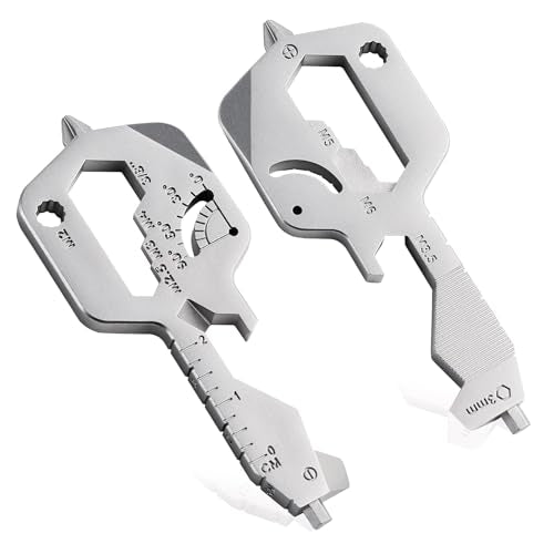 20 IN 1 Key Shaped Multitools, Key Shaped Pocket Tool, Stainless Steel Utility Gadget, Gift for Men, Everyday Carry, Automotive, Home Improvement, Bottle Opener, Screw Driver, Silver, 1 Pcs