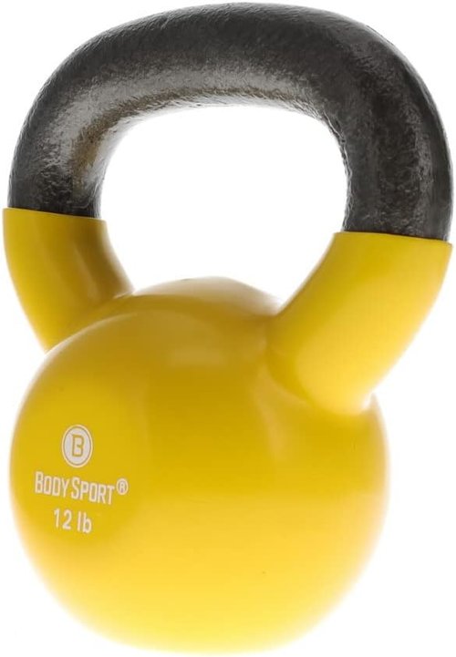 Body Sport Kettlebell - Vinyl Coated Cast Iron for Weight Lifting | Professional Strength Training at Home & Gym