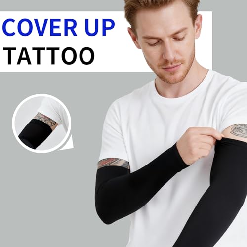 Plus Size Cooling Arm Sleeves - UV Protection 2-Pack Black