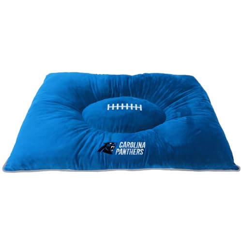 NFL Pet Bed - Carolina Panthers Soft Plush Pillow Bed - 20 x 30 x 4 Inches