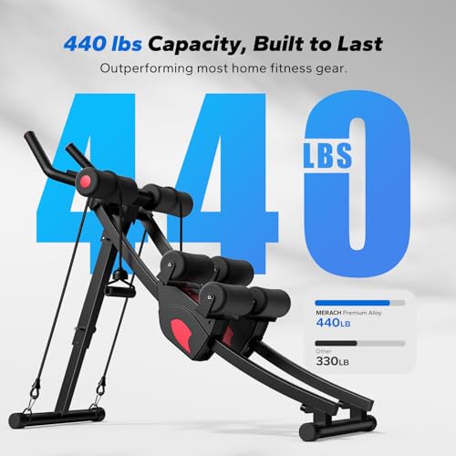 Adjustable Ab Trainer Machine for Core Workout - Black & Red