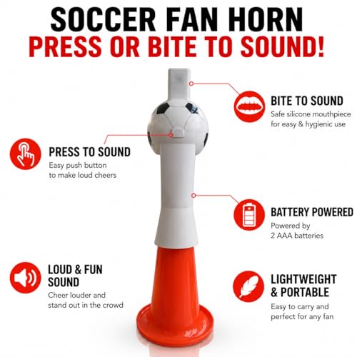 Electric Vuvuzela Cheer Horn - Loud Battery-Powered, Red
