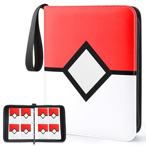 Card Binder with 4-Pockets - Fits 400 Cards, Red