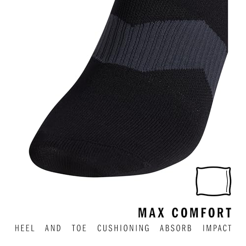 Over-the-Calf Soccer Socks - Cushioned, Moisture-Wicking, Medium - Black/Night Grey/White