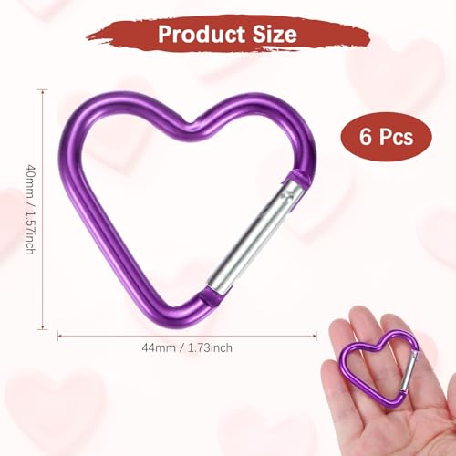 Heart Shaped Snap Clip - Durable Keychain Clip - Purple