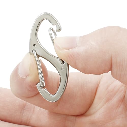 20-Pack 1.6" Metal Spring Snap Hooks - Silver Carabiner Clips