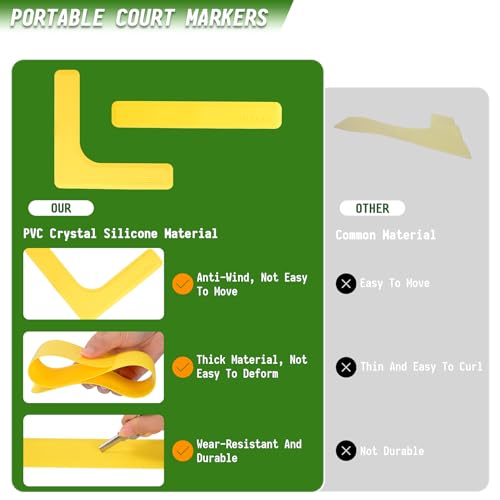Court Lines Marker Kit - Anti-Slip & Wind-Resistant - 28pcs Yellow/Orange