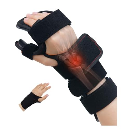 Stroke Resting Hand Splint & Wrist Brace Support Bundle - Prevent Flexion Contractures, Night Immobilizer Wrist Finger Brace with Finger Separator for Stroke Recovery, Arthritis, Tendinitis