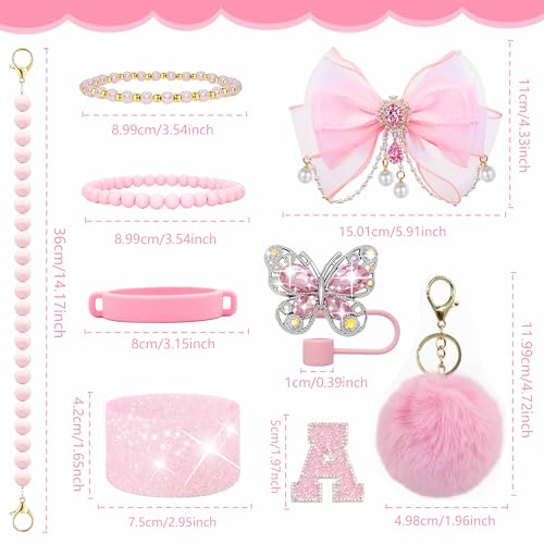 Bling Accessories Set for Stanley Tumblers - Pink Peony