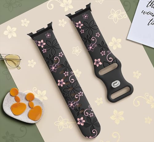 Two-Tone Flower Engraved Bands Compatible with Galaxy Watch 9/8
