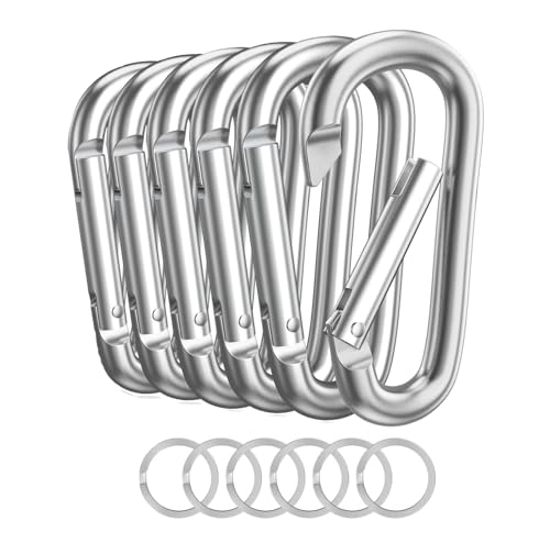 3" Aluminum Carabiner Keychain Clip - Silver D Ring Set