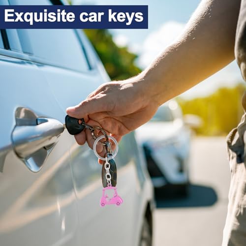 Golf Cart Keychain Set - Zinc Alloy Golf Gift for Men & Women - Blue, Pink