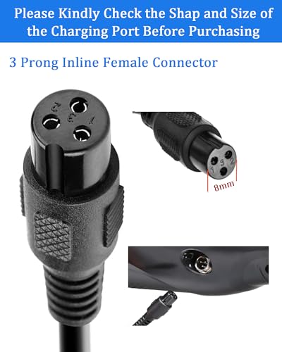 42V 2A Electric Scooter Charger - 3-Prong Power Adapter
