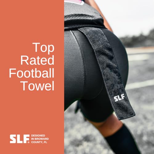 Thin Black Football Towel - 14.5" Microfiber with Hook & Loop Closure