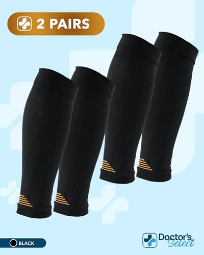 Doctor's Select Copper Calf Compression Sleeves 2 Pairs Large-X-Large Black