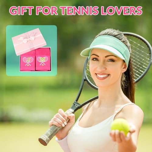 OXYEFEI Pink Initial-C Tennis Towel 13x43 in Cotton Embroidered Gift