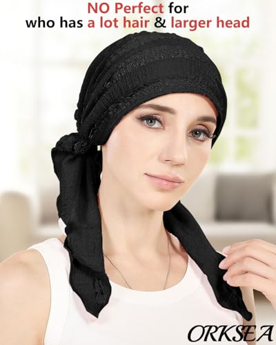 Pre-Tied Chemo Head Scarf for Women - Black
