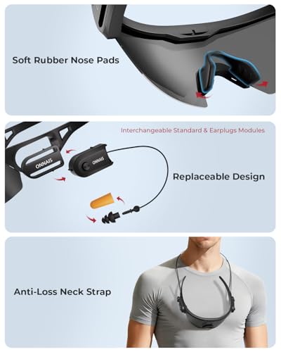 ANSI Z87.1+ Safety Glasses with Detachable Earplugs NRR 32dB