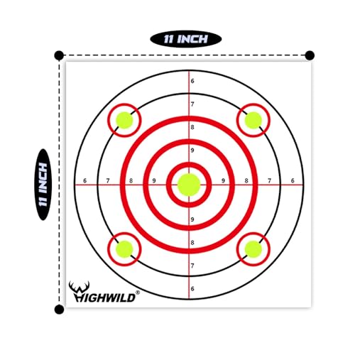 Bullseye Shooting Paper Targets - 11" x 11", 50 Pack for Airsoft & Air Rifles