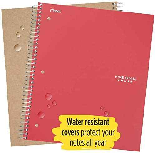 Five Star Spiral Notebook, 1 Subject, Graph Ruled Paper, 100 Sheets, 11" x 8-1/2", Color Will Vary, 4 Pack (06190)