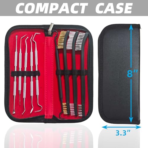 9-Piece Gun Cleaning Brushes and Picks Set - Stainless Steel & Nylon
