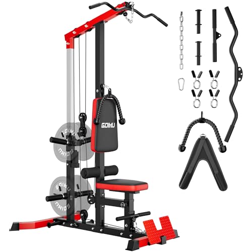 3-in-1 LAT Pulldown Machine with AB Crunch - Red