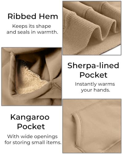Boladeci Mens Sherpa Lined Hoodie Pullover Heavyweight Fleece