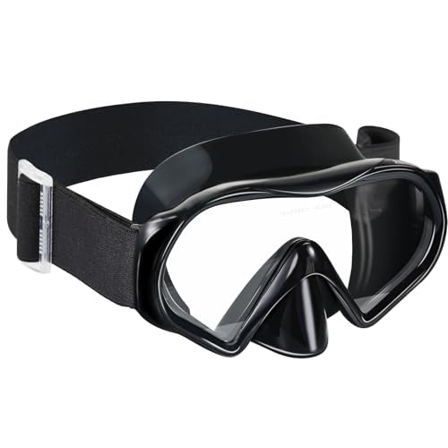 Diving Mask for Adults & Youth - Anti-Fog Snorkel Goggles, 1-Pack Black
