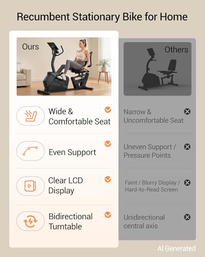 Recumbent Exercise Bike - Magnetic Stationary Bike for Home - Black
