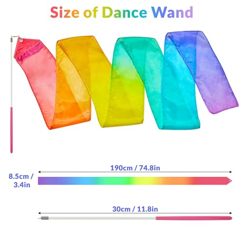 100% Silk Dance Wand Ribbon - Pastel Rainbow 1-Pack