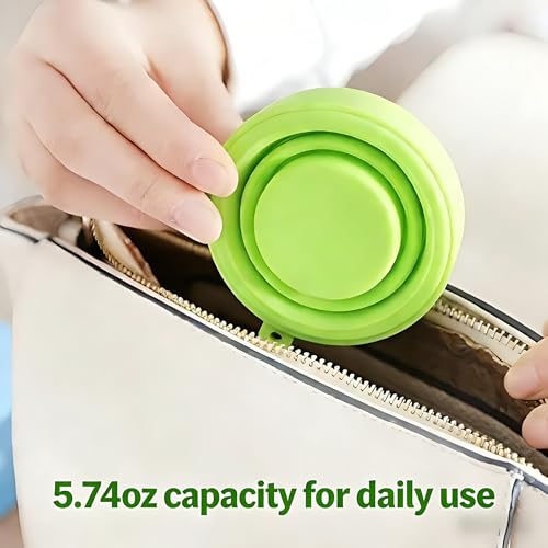 Folding Silicone Cup Set - 3 Pack Travel Camping Cups with Lid