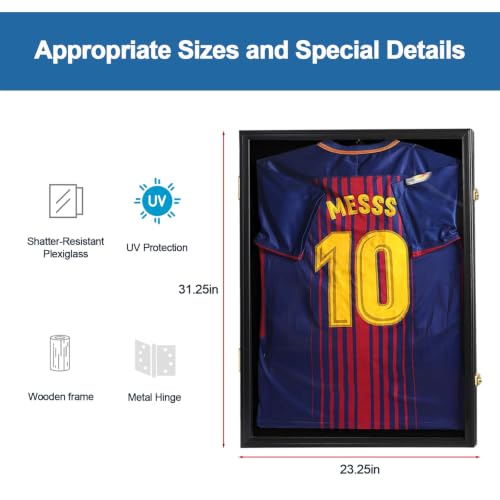 GoldLock Jersey Frame Display Case - T-Shirt Shadow Box with UV Protection - 1 Pack