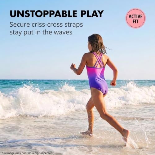 Girls Jasmine Beach Sport Halter One Piece Swimsuit - Janie Pink