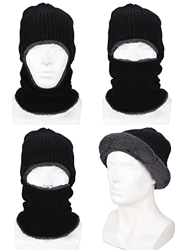 SATINIOR 2 Pack Winter Fleece Ski Masks Balaclava for Cold Weather - Black, Red, One Size