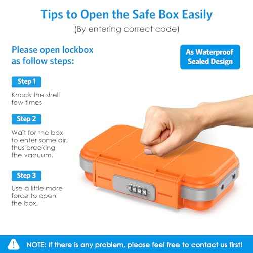 AMIR Portable Combination Lock Box, Security Case Lock Box with Code, Waterproof Anti-Theft Mini Travel Safe Box with Removable Chain, Portable Lock Box for Dorm Beach Hotel