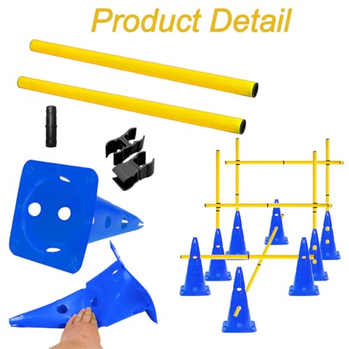 Agility Poles and Hurdles Set - Speed Training Equipment with 12 Poles & 8 Cones