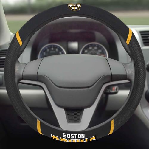 Boston Bruins Steering Wheel Cover - 15" Faux Suede & Mesh
