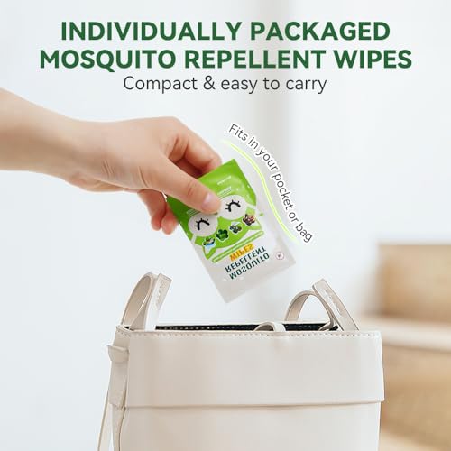 60 PCS Natural Mosquito Repellent Wipes – Individually Wrapped, Safe & Long-Lasting Outdoor Insect Protection