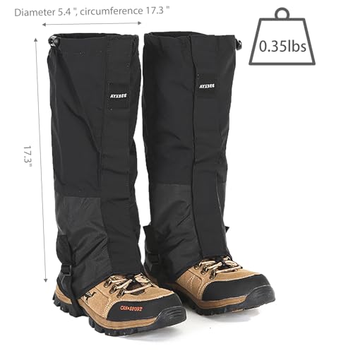 Waterproof Winter Snow Gaiters for Hiking - Black Ankle Covers