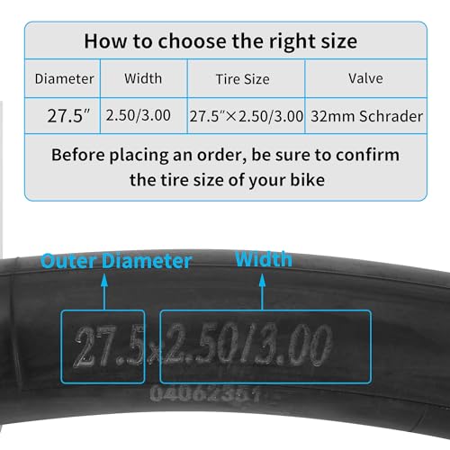 27.5 inch Fat Tire Inner Tubes 2-Pack, 32mm Schrader Valve for Electric/Mountain Bikes