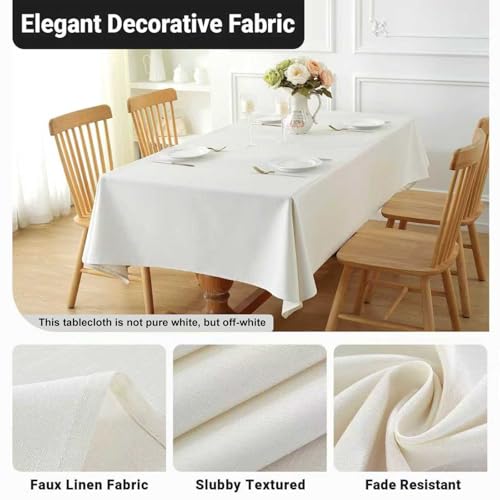 Off White Laolitou Waterproof Linen Tablecloth 52x70 inch for 4-5 Foot Tables