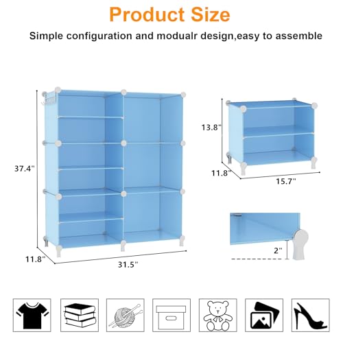 AWTATOS Closet Organizer 6 Cube Storage Shelves Portable Closet Clothes Organizers and Storage Stackable Cubby Shelving for Closet Bedroom Living Room Blue