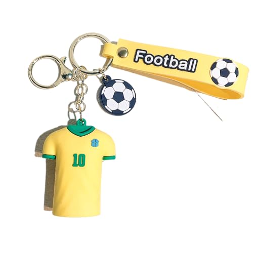 Soccer Ball Keychain with Jersey Pendant - Yellow
