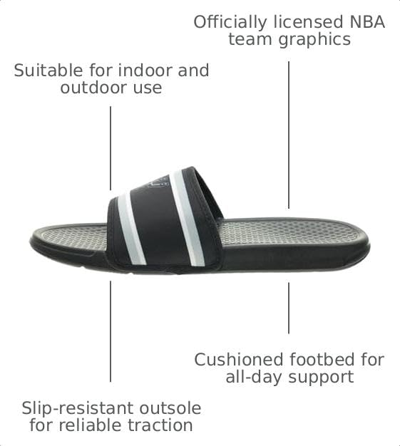NBA Team Printed Slide Sandals - San Antonio Spurs - Comfortable Fan Footwear
