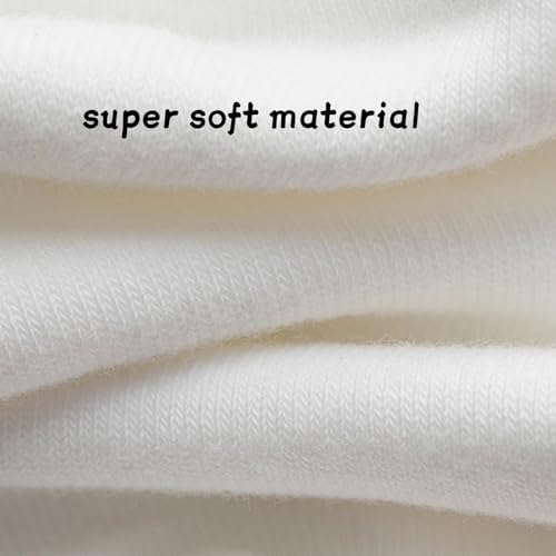 Ndoobiy 6 Pairs White Crew Socks for Men Women - Soft Cotton Elastic Band (Size 5-9)