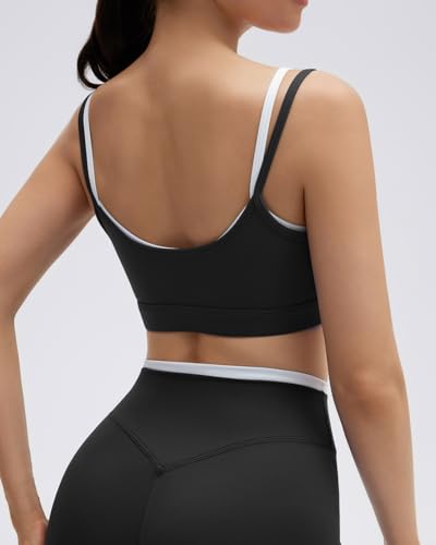 Workout Set - Layered Sports Bra & Biker Shorts - Medium Black